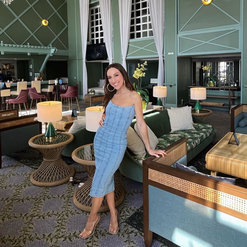 Denim Corset Midi Dress